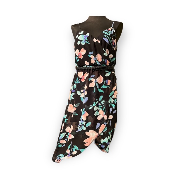 Juniors • Candies Floral High Low Belted Dress • Medium - Picture 1 of 12
